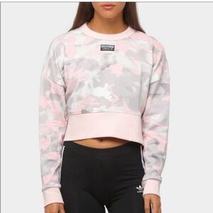 Adidas Pink Camo Cropped Sweatshirt